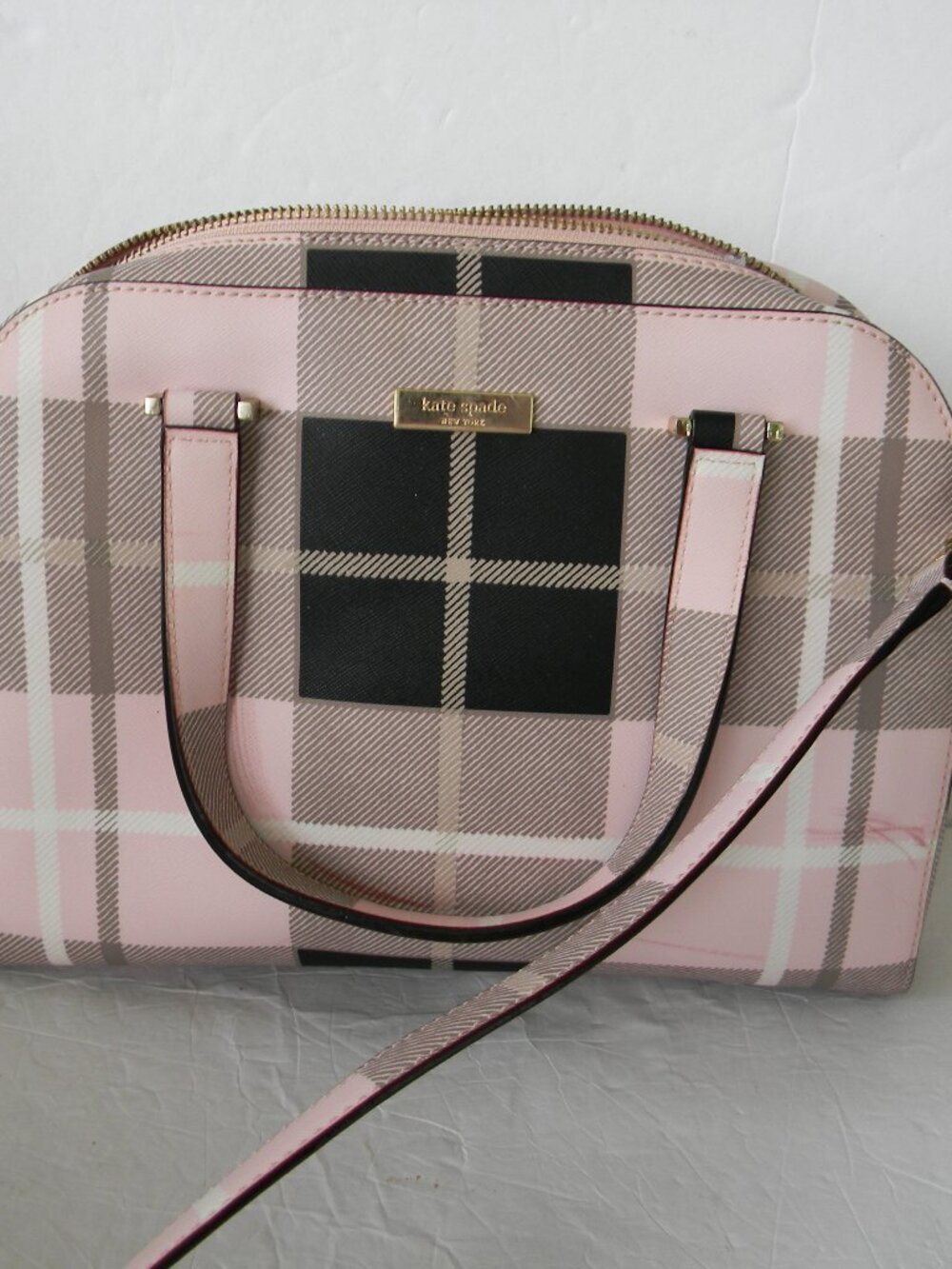 NEW/DEFECTS Kate Spade Newbury Lane Felix Pink Plaid  Satchel/CROSSBODY BAG
